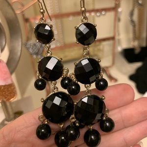 Black rhinestone chandelier earrings